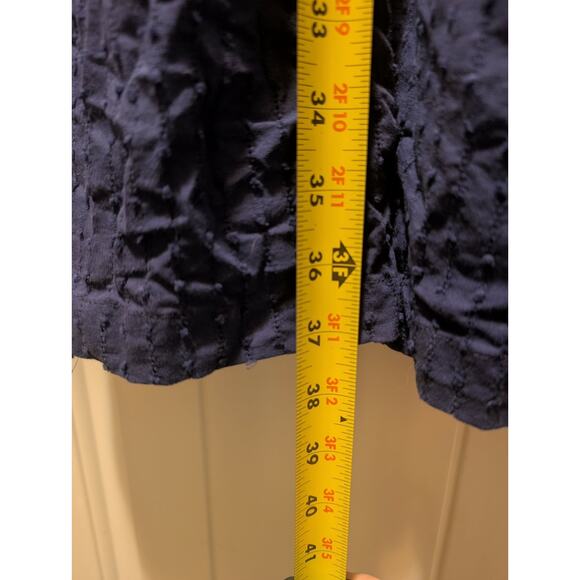 Women's L Draper James Ruffle Neck Tiered Blue Sleeveless Dress Casual Summer - Picture 9 of 13